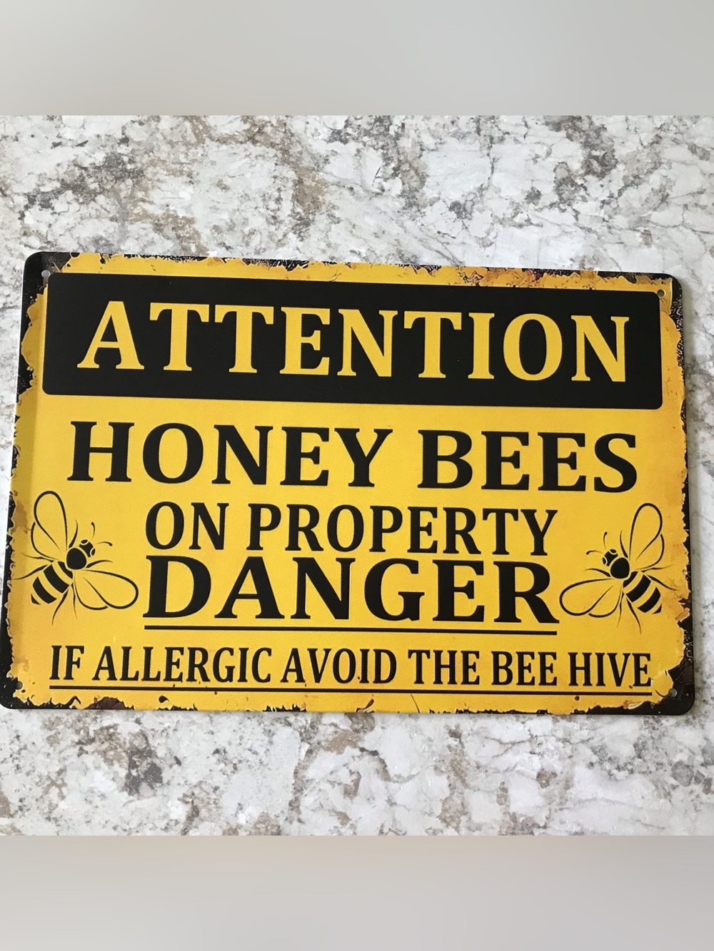 Yellow and Black Honey Bees Warning Sign